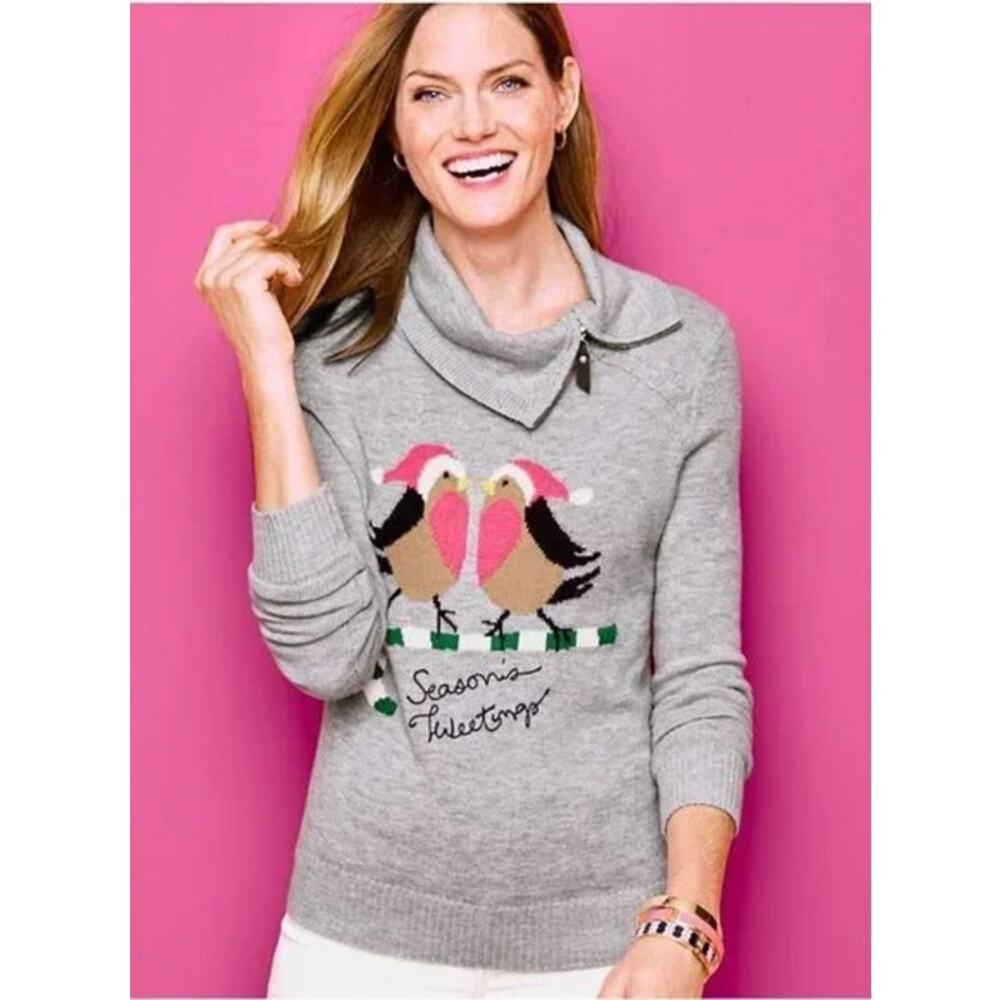 Talbots Seasons Tweetings Winter Love Birds Wool-Blend Sweater Women's 1X Plus